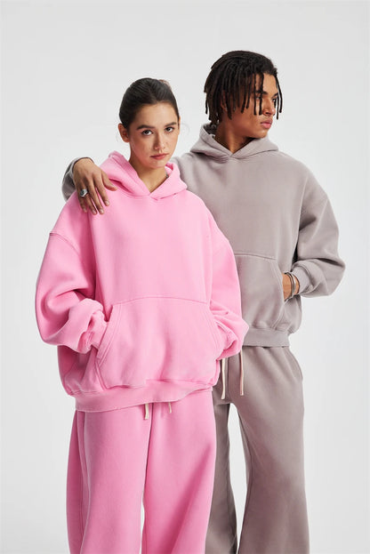 ZODF Retro 2025 Winter Man Washed Boxy Fleece Hoodies Unisex 370gsm Loose Hooded Pullovers Sweatshirt Streetwears HY1129