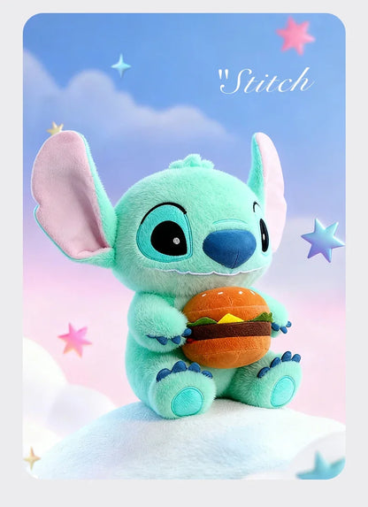 New 30/50cm Disney Kawaii Burger Stitch Plush Toy Cartoon Anime Needle Cute Sleeping Pillow Plush Doll Girl Holiday Gift