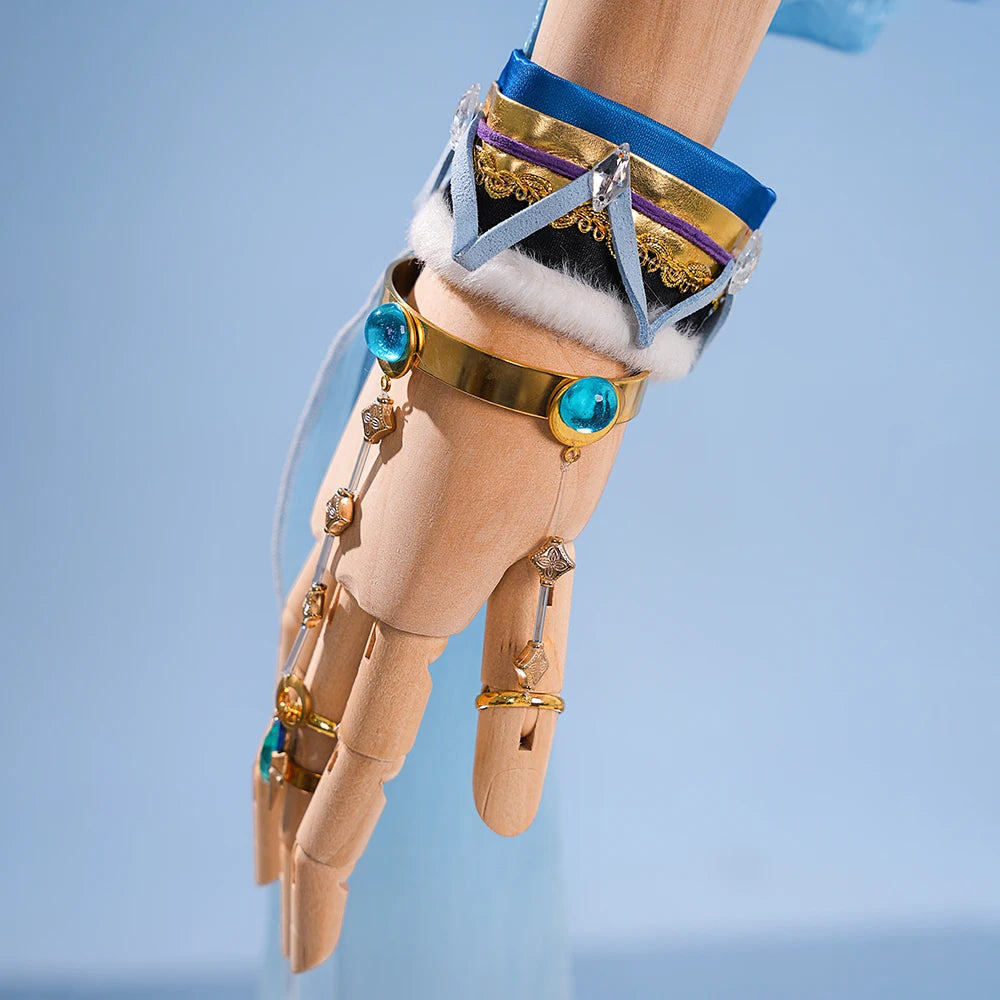 Genshin Impact Lauma Cosplay Costume Wig Dress Uniform Headwear Earrings Frostmoon Scions Halloween Party for Women Girls iCoser