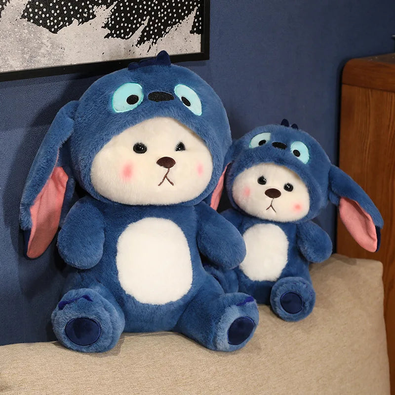 Big Size Cute Bear Turn Into Stitch Cuddly Cushion Lovely Stuffed Anime Throw Pillow Sofa Bed Home Decor Plushies Xmas Gifts