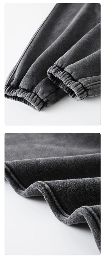 ZODF Retro Winter 360gsm Batik Washed Fleece Sweatpants Unisex Loose Drawstring Warm Joggers HY0714
