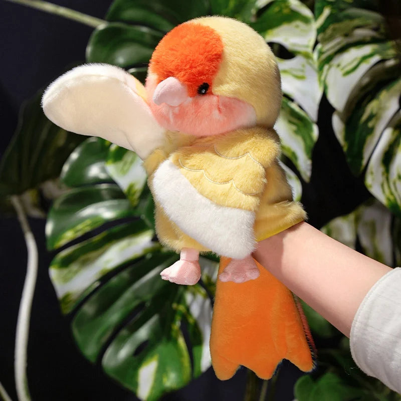Kawaii Bird Hand Puppet Cute Parrot Cockatiel Budgie Soft Plush Toy Lovely Animal Plushies Parent-child Interactive Toys