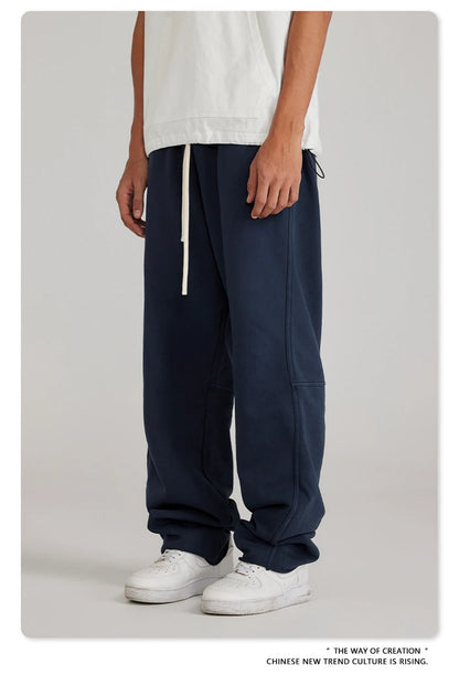 ZODF 2023 Spring Men 380gsm Washed Cotton Pants American Retro Unisex Loose Edge Oversized Straight Trousers Streetwears HY0537