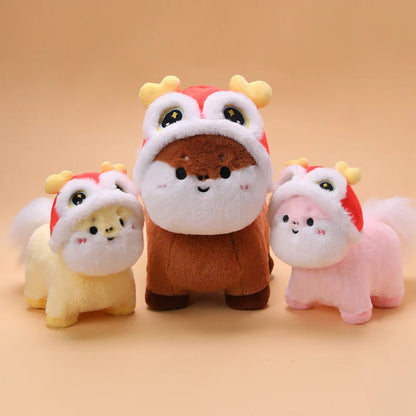 22cm Cartoon Cute Horse Plush Toy Sunflower Lion Dance Decorative Pony Plushies Soft Doll Kawaii Lunar New Year Gift
