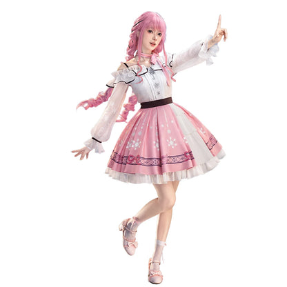 IN STOCK Nikki Cosplay Costume Game Infinity Nikki DokiDoki-SR Women Cute Pink Dress Nikki Snow Dress Cosplay Lolita Halloween
