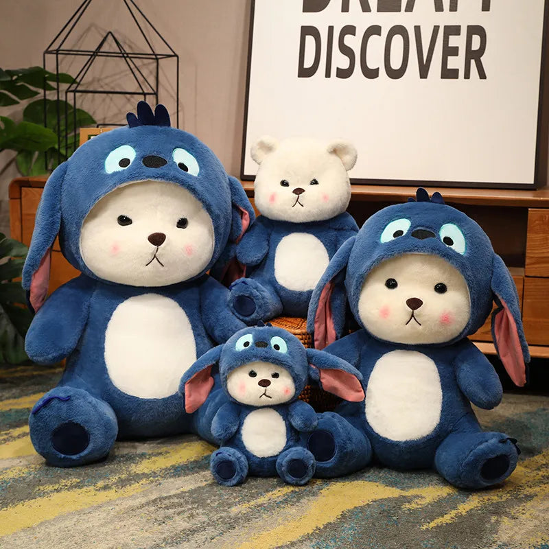 Big Size Cute Bear Turn Into Stitch Cuddly Cushion Lovely Stuffed Anime Throw Pillow Sofa Bed Home Decor Plushies Xmas Gifts