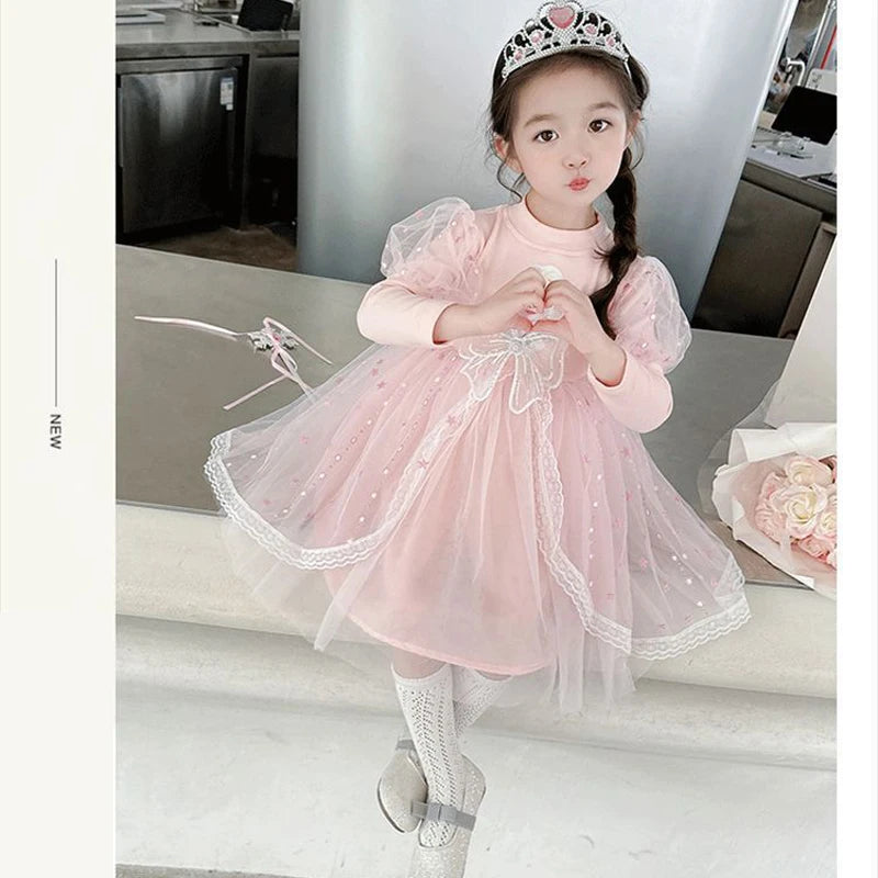 Toddler Girl Dress 2 to 3 4 5 6 7 8 9 Years Long Sleeve Princess Elsa Kids Dresses Blue Tutu Dress Children Clothes