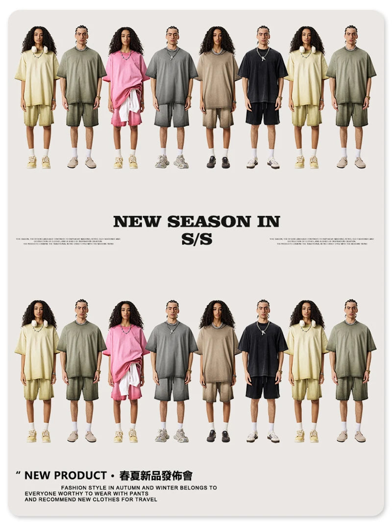 ZODF 2025 Summer Washed 275gsm Solid Cotton T-shirt For Men Unisex Oversized Short Sleeve T Shits Brand Tops HY0981