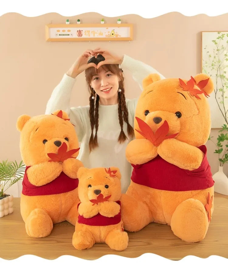70cm Big Size Disney Pooh Bear Maple Leaf Anime Plush Stuffed Doll Room Plushies Pillow Cute Ornaments Children's Holiday Gifts