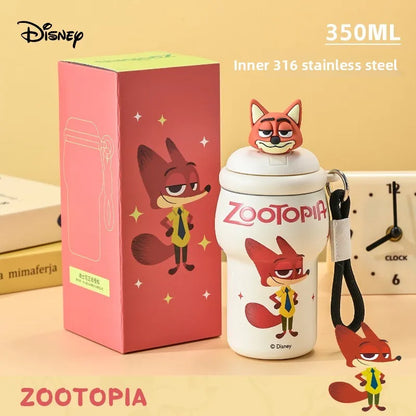 Anime Figure Stitch Coffee Mug Student Thermos Mug 350ml Thermos Cup Mickey Nick Judy Thermal Water Bottle Vacuum Flasks Gift