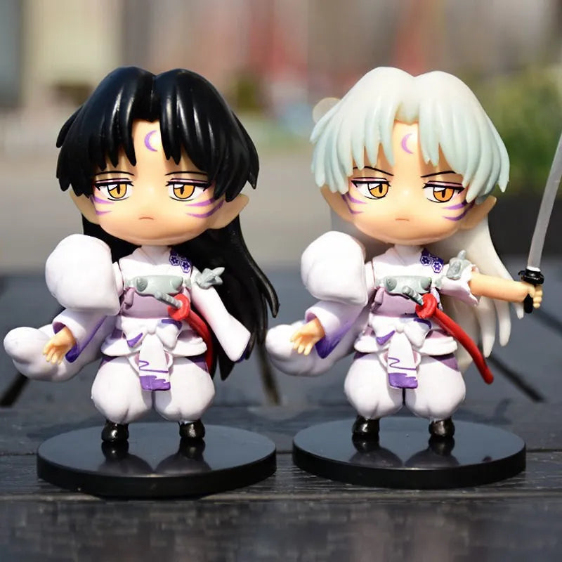 New  Inuyasha Anime Figure Higurashi Kagome Miroku Sesshoumaru Action Figure Q Version Toys Pvc Model Doll  Gifts for Kids
