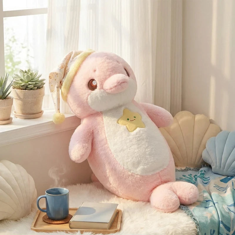 70cm Ocean Themed Decorative Pillow Chubby Dolphin and Seal Plushies Soft Toy Large Plush Sleeping Pillow Girl Boy Gift
