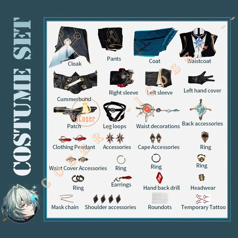 Honkai Star Rail Anaxa Cosplay Costume Wig Uniform Outfit Anaxagoras Grove of Epiphany Amphoreus Halloween Women Men Carnival