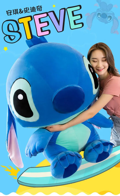 80cm Big Size Disney LILO & Stitch Anime Plush Stuffed Doll Room Plushies Pillow Ornaments Peluche Children's Holiday Gifts