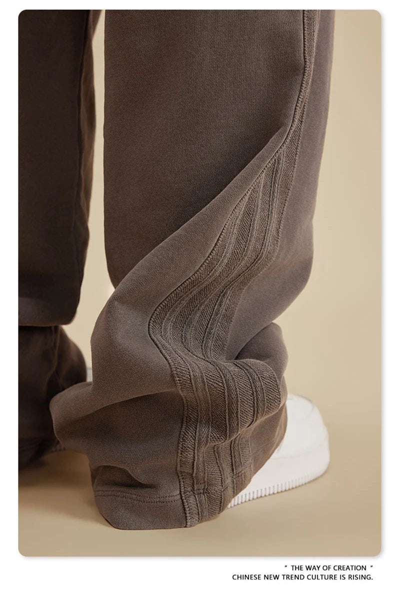 ZODF Fashion Autumn Winter Men Washed 450gsm Pants Unisex High Street Oversized Straight Trousers Streetwears HY0626