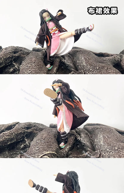 1/12 Figma Agatsuma Zenitsu Mini Orange Windbreaker Shf Kamado Nezuko Black Coat Pink Hemline Coat Toys For 6" Demon Slayer Cos