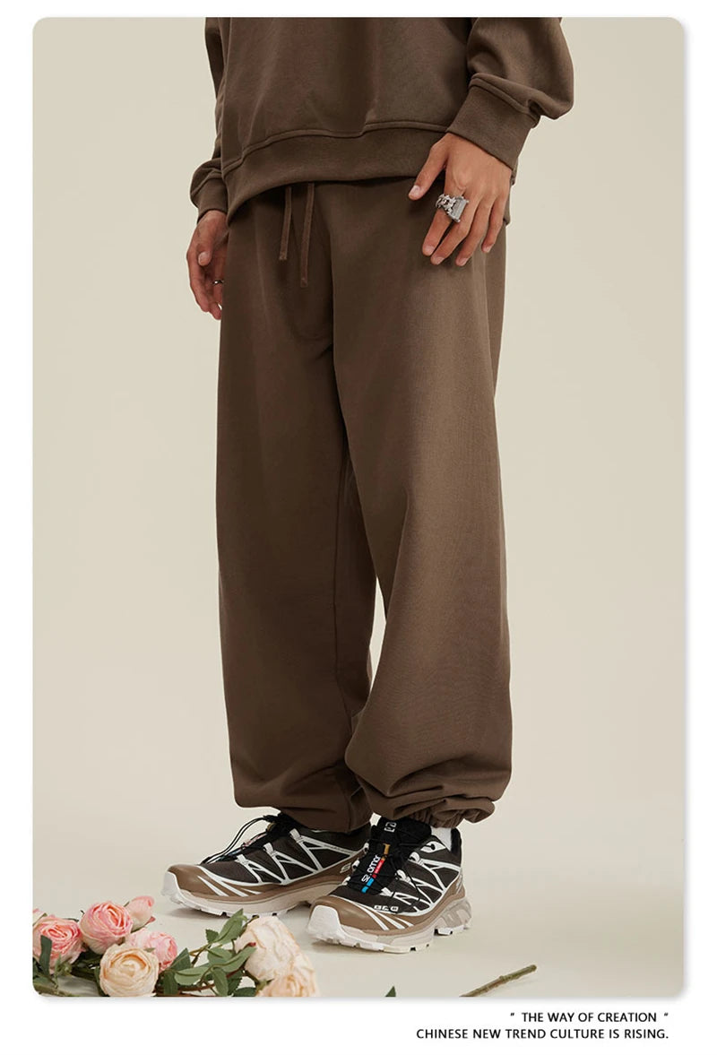 ZODF New Men Heavy Weight 440gsm Solid Sweatpants Unisex Loose Basic Casual Comfortable Sport Pants Joggers Streetwears HY0628