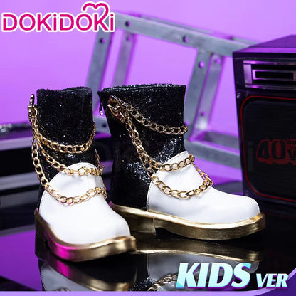 Miraa Cosplay Shoes Anime DokiDoki Girls Cosplay Black White Boots Miraa Golden Stage Performance Shoes