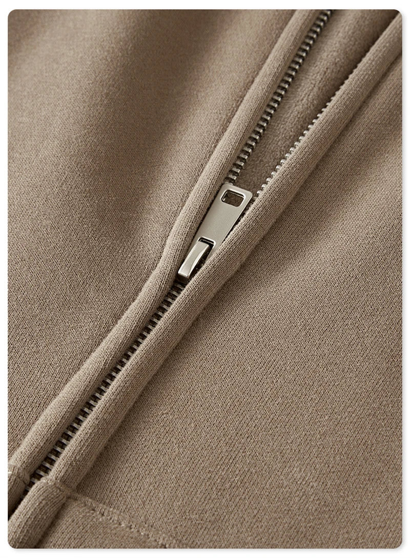 ZODF New Winter Men Zipper Fleece Hoodies Unisex Loose Heavy Weight Thick Warm Basic 420gsm Hooded Coats Hoodie HY0747