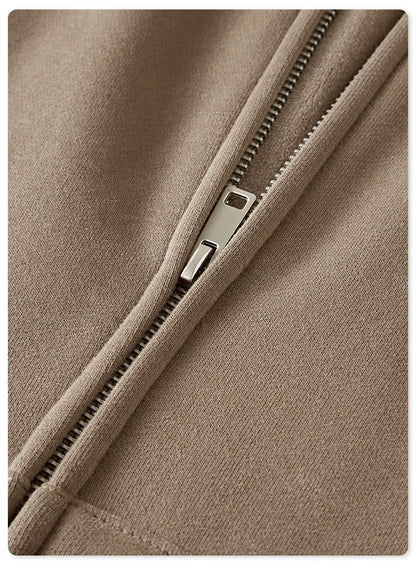 ZODF New Winter Men Zipper Fleece Hoodies Unisex Loose Heavy Weight Thick Warm Basic 420gsm Hooded Coats Hoodie HY0747