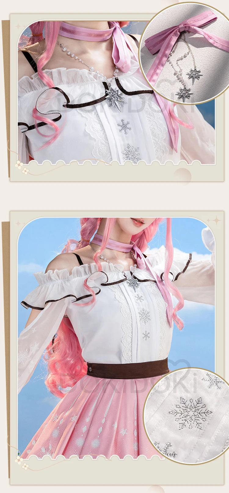 IN STOCK Nikki Cosplay Costume Game Infinity Nikki DokiDoki-SR Women Cute Pink Dress Nikki Snow Dress Cosplay Lolita Halloween