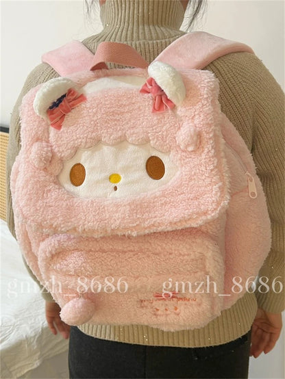 Sanrio Cartoon Backpack For Girl Women My Melody Sweet Piano Lovely Schoolbag Japanese Style Casual Large Capacity Plush Bag