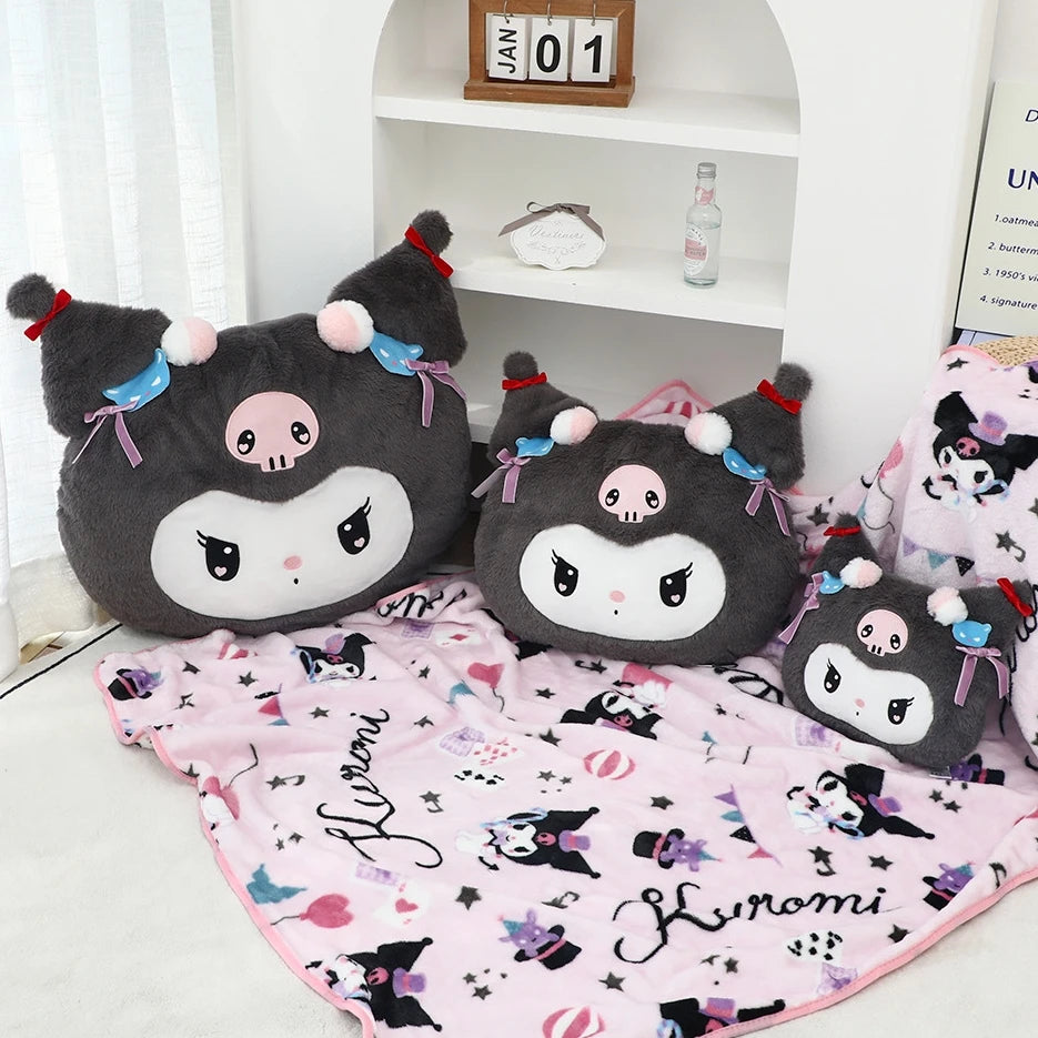 Lovely Kuromi My Melody Plushies Stuffed Anime Headrest Comfortale Soft Cuddly Pillow Cartoon Plush Toy Blanket Xmas Gifts Girl
