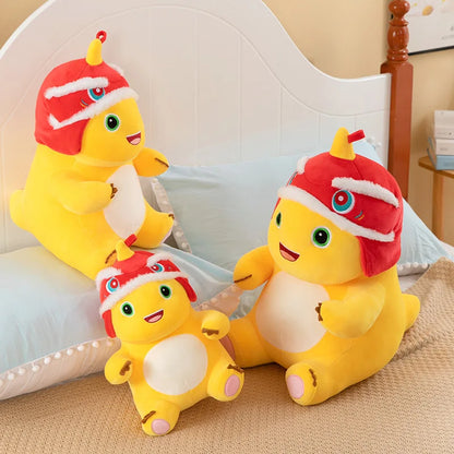 New Anime Cartoon Lion Dance Little Milk Dragon Doll Cute Dinosaur Stuffed Plush Toy Cute Doll Giving Girls Sleeping Pillow Gift