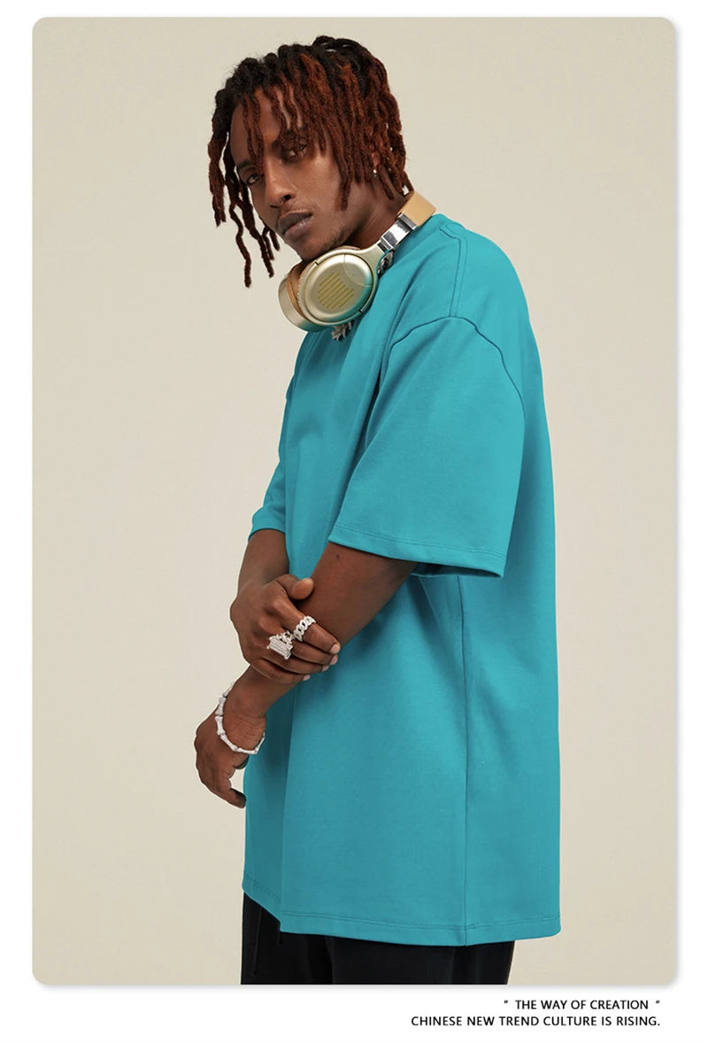 ZODF 2025 Heavy-Weight 425gsm 100% Cotton T-Shirts For Men Unisex Summer Oversized O-Neck Basic Solid T Shirt Brand Tees HY0485