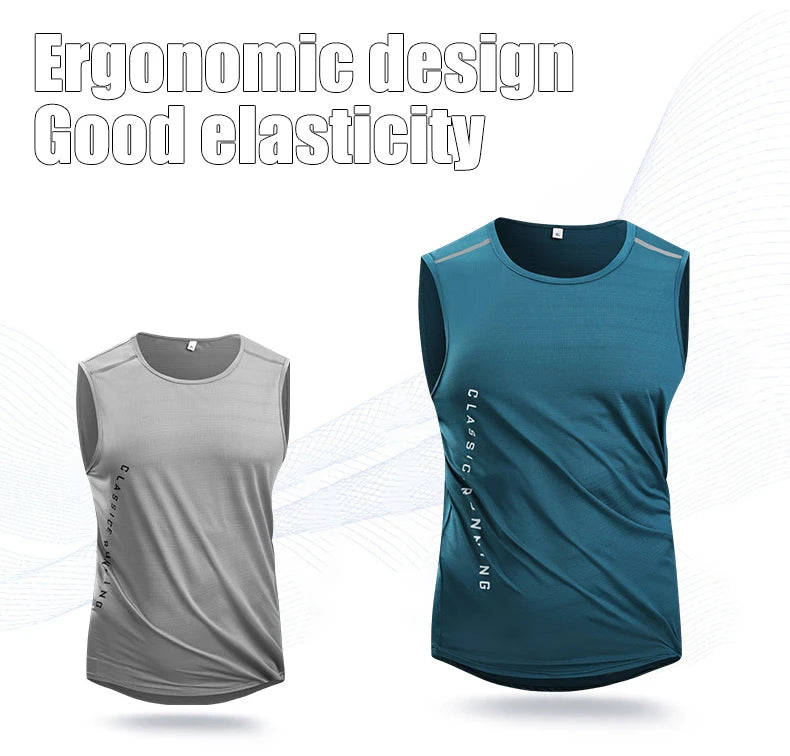 Chrlck Men’s Quick Drying Running Vest Breathable Mesh Sleeveless Gym Fitness Tank Top