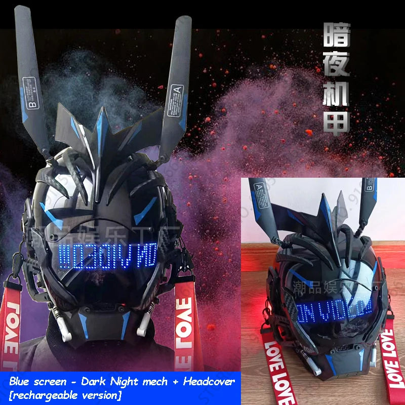 Cyberpunk App Mask Light Up Rolling Subtitles Screen Mask Cos Mech Technology Sense Mobile Phone Control Helmet Role Play