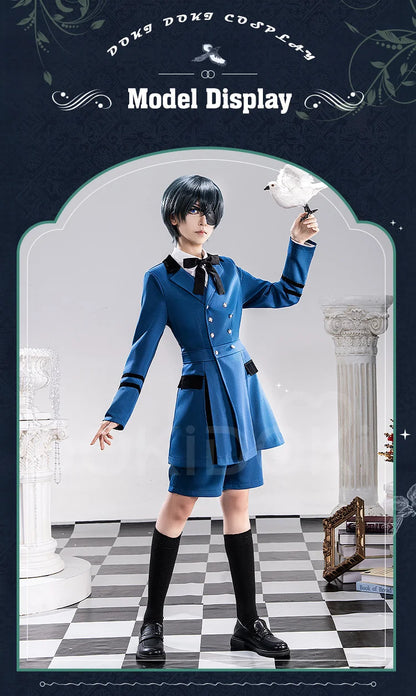 IN STOCK Ciel Phantomhive Cosplay Costume Anime DokiDoki-R Men Blue Uniform Costume Ciel Cosplay