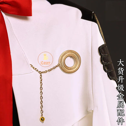 Anime Seraph of The End Ferid Bathory Cosplay Costume Wig White Uniform Cloak Metal Props Halloween Party for Women Men Carnival