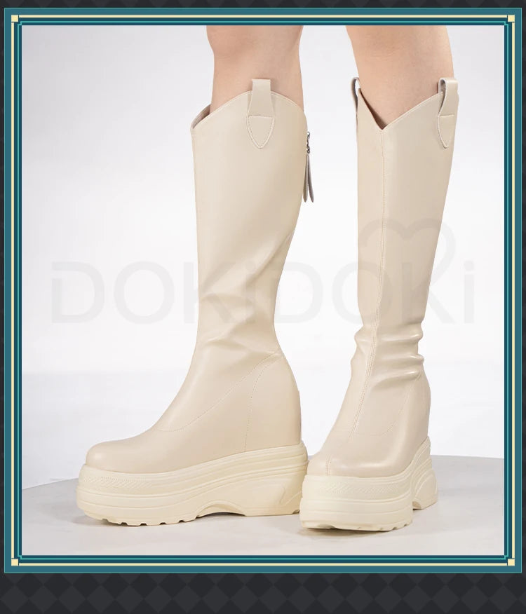 IN STOCK Women Cosplay Props 18cm Heightening Shoes DokiDoki Women Daily 12cm 11cm 18cm 22cm Black White Boots Shoes Halloween