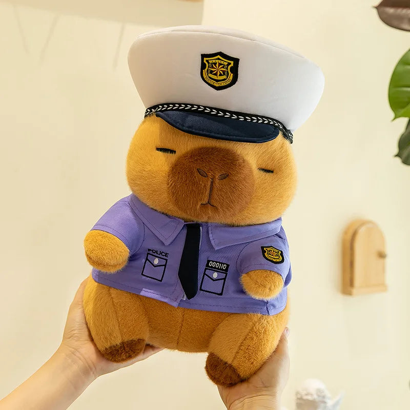 New Kawaii 50cm Plush Toy Capybara Police Stuffed Animal Pillow Cute Plush Doll for Kids Birthday Christmas Gift