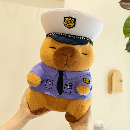 New Kawaii 50cm Plush Toy Capybara Police Stuffed Animal Pillow Cute Plush Doll for Kids Birthday Christmas Gift