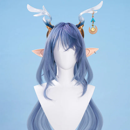 Genshin Impact Lauma Cosplay Costume Wig Dress Uniform Headwear Earrings Frostmoon Scions Halloween Party for Women Girls iCoser