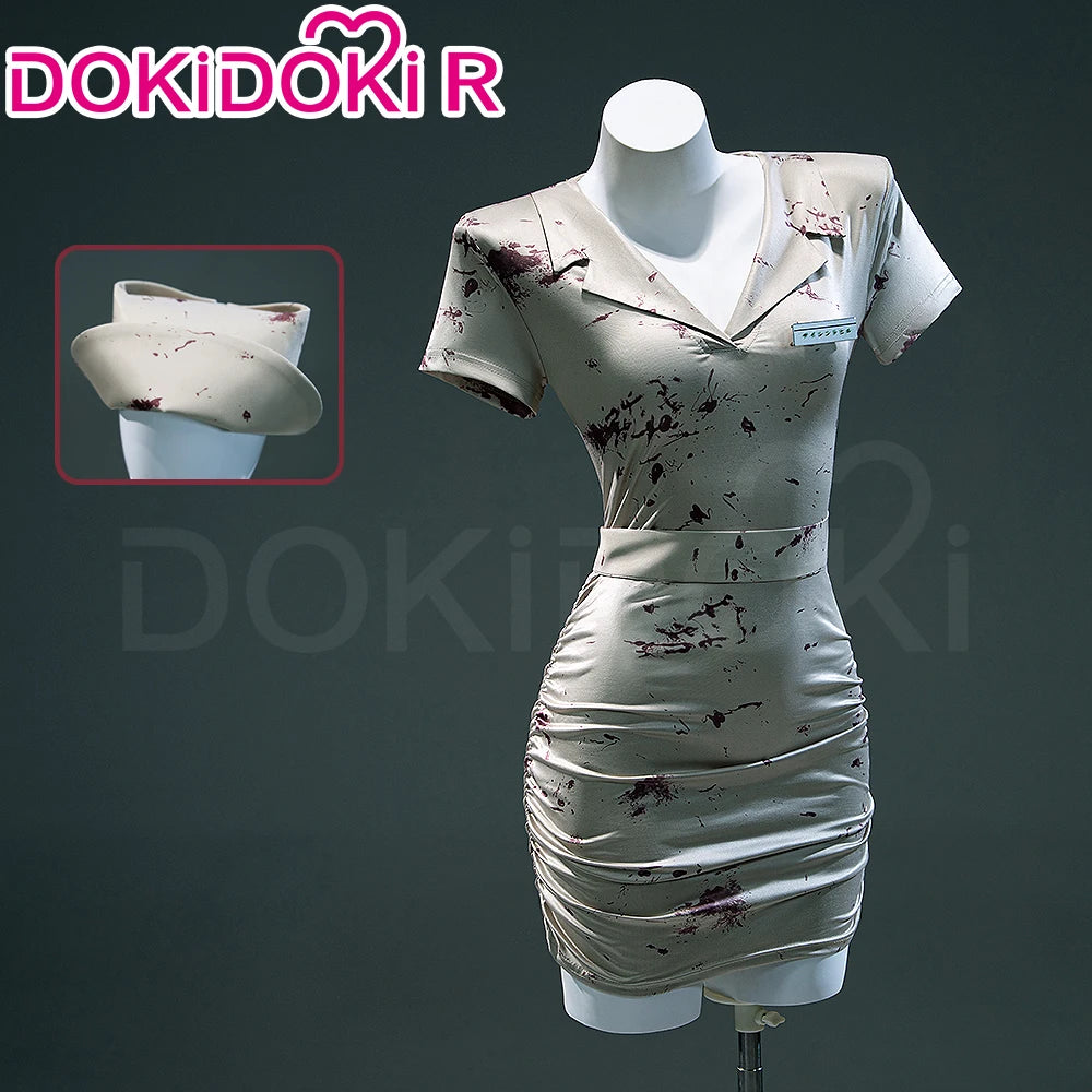 IN STOCK Bubble Head Nurse Cosplay Costume Game Cosplay【XS-3XL】DokiDoki-R Women Halloween Bloody Nurse Dress Mask Plus Siz