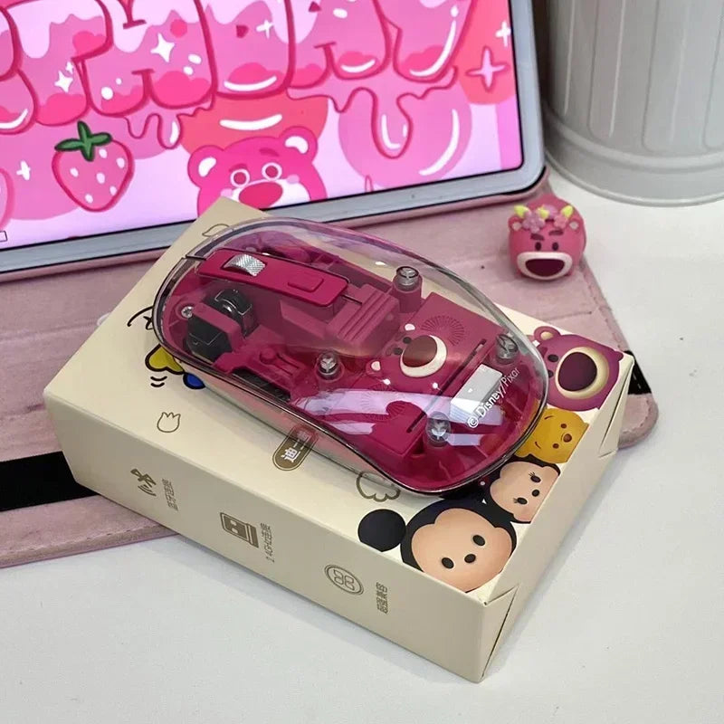 New Disney Wireless 2.4g Transparent Mouse Dual Bluetooth Charging Mute Silent Female Tablet Computer Notebook Office Gift