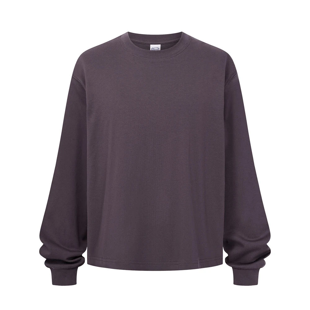 ZODF Trendy Autumn Full Sleeve 245gsm T-Shirts For Men Unisex Loose Solid Quick Dry Antibacterial T Shirt Brand Tees HY1162