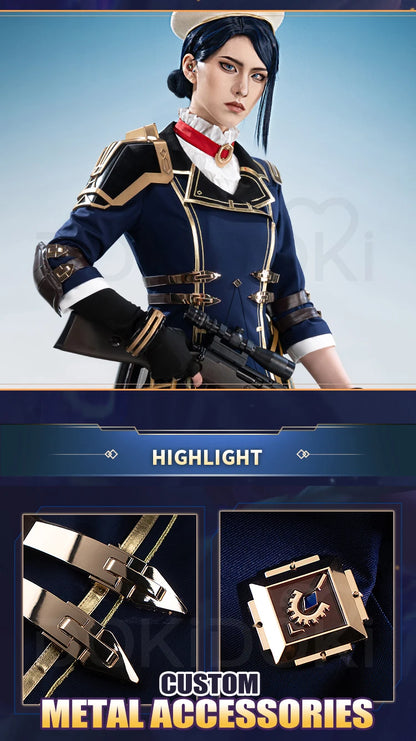 Caitlyn Cosplay Costume Anime Cosplay【S-3XL】DokiDoki-SR Women Halloween Uniform Caitlyn Cosplay Armor Hat Metal Plus Size