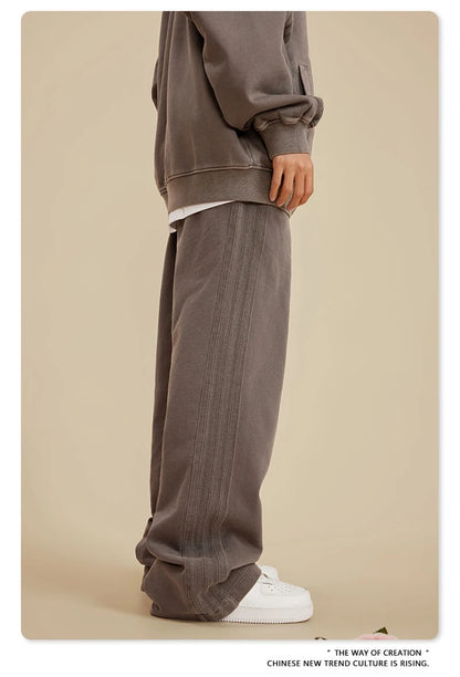 ZODF Fashion Autumn Winter Men Washed 450gsm Pants Unisex High Street Oversized Straight Trousers Streetwears HY0626