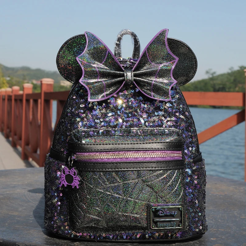 Disney Minnie Backpack Large Capacity Lightweight Student Schoolbag Cartoon Creative Versatile Backpack Travel Bag Birthday Gift