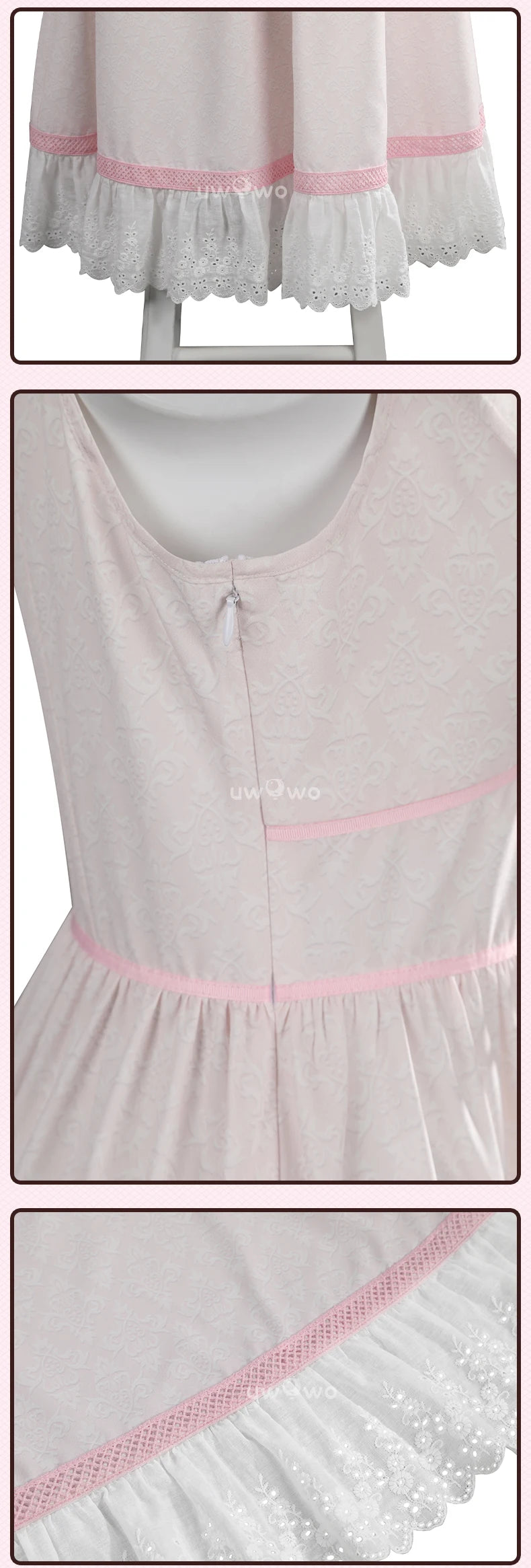 UWOWO Collab Series: FF- 7 Aerithh Cosplay Costume Pink Dress Cosplay Long Dress Halloween Costume