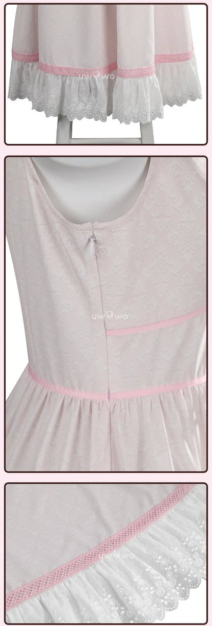 UWOWO Collab Series: FF- 7 Aerithh Cosplay Costume Pink Dress Cosplay Long Dress Halloween Costume