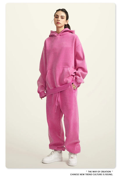 ZODF Winter Autum Men's Washed 400gsm Fleece Hoodies Unisex Couple Retro Oversized Ripped Hooded Sweatshirts Pullovers HY0652