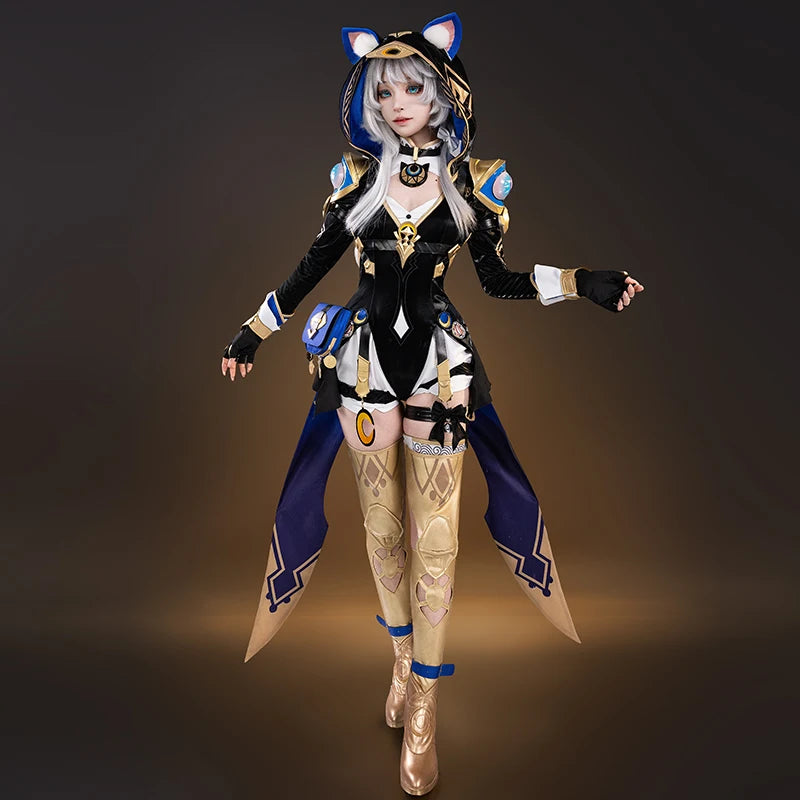 Honkai Star Rail Cipher Cosplay Costume Wig Uniform Jumpsuit Cifera Headwear Tail Halloween Party for Women Girl Carnival iCoser