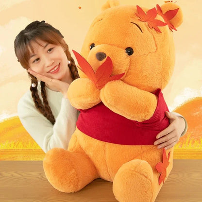 70cm Big Size Disney Pooh Bear Maple Leaf Anime Plush Stuffed Doll Room Plushies Pillow Cute Ornaments Children's Holiday Gifts