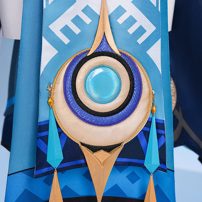 Genshin Impact Lauma Cosplay Costume Wig Dress Uniform Headwear Earrings Frostmoon Scions Halloween Party for Women Girls iCoser