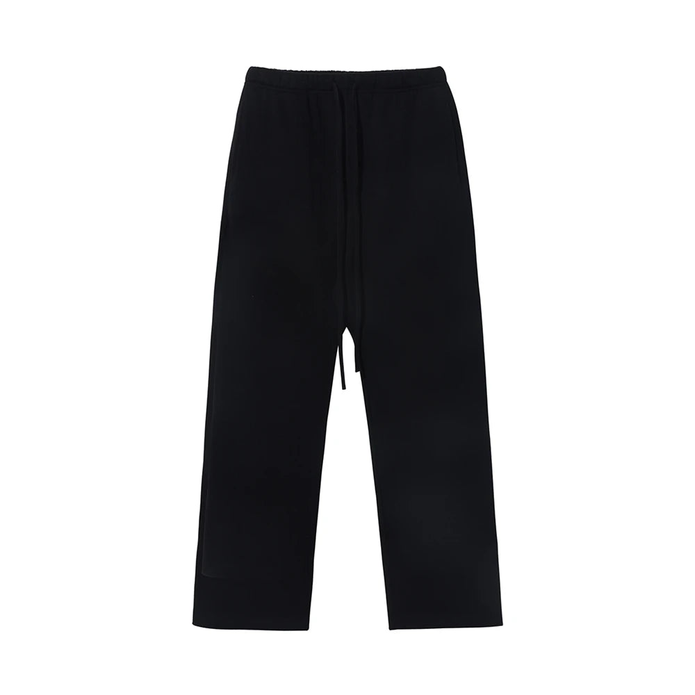 ZODF Fashion 2024 Men Loose Straight Pants Unisex 365gsm Retro Comfortable Sport Solid Drawstring Trousers HY0588